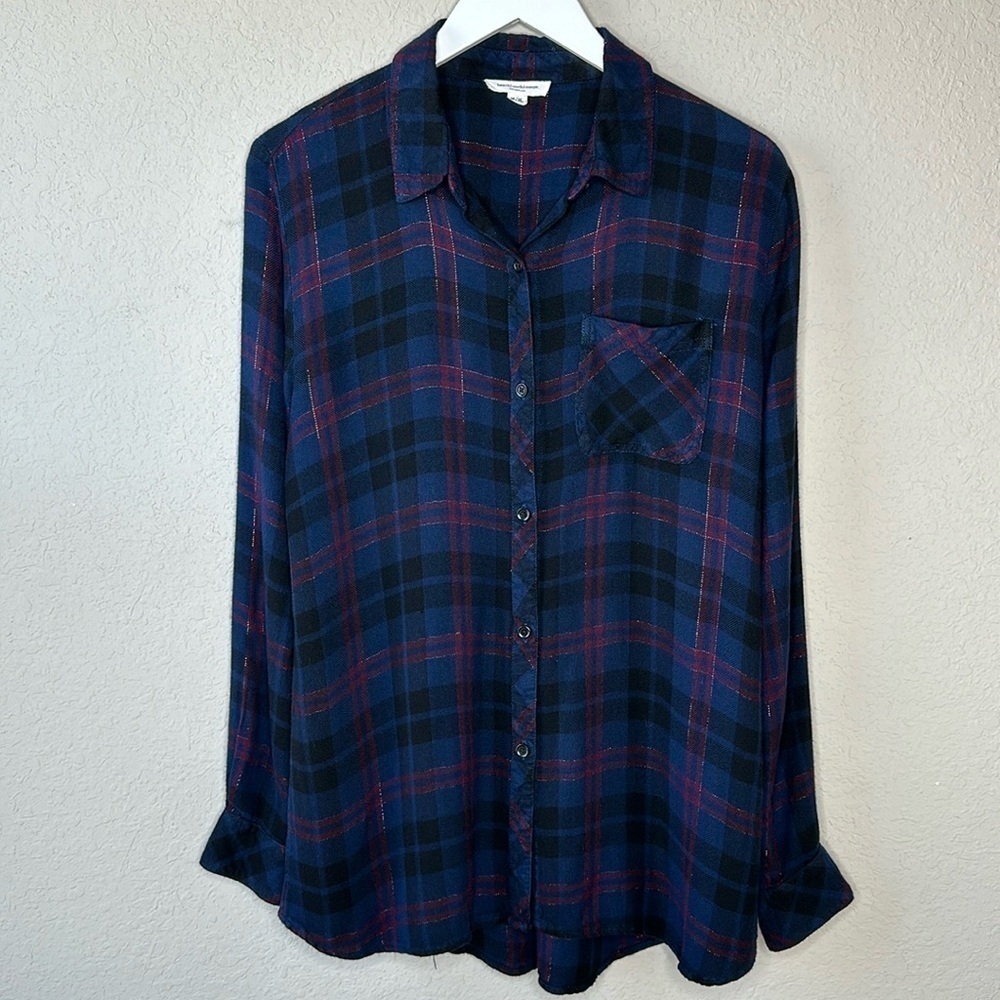 beachlunchlounge Plaid Flannel Button‎ Down Shirt Size Medium